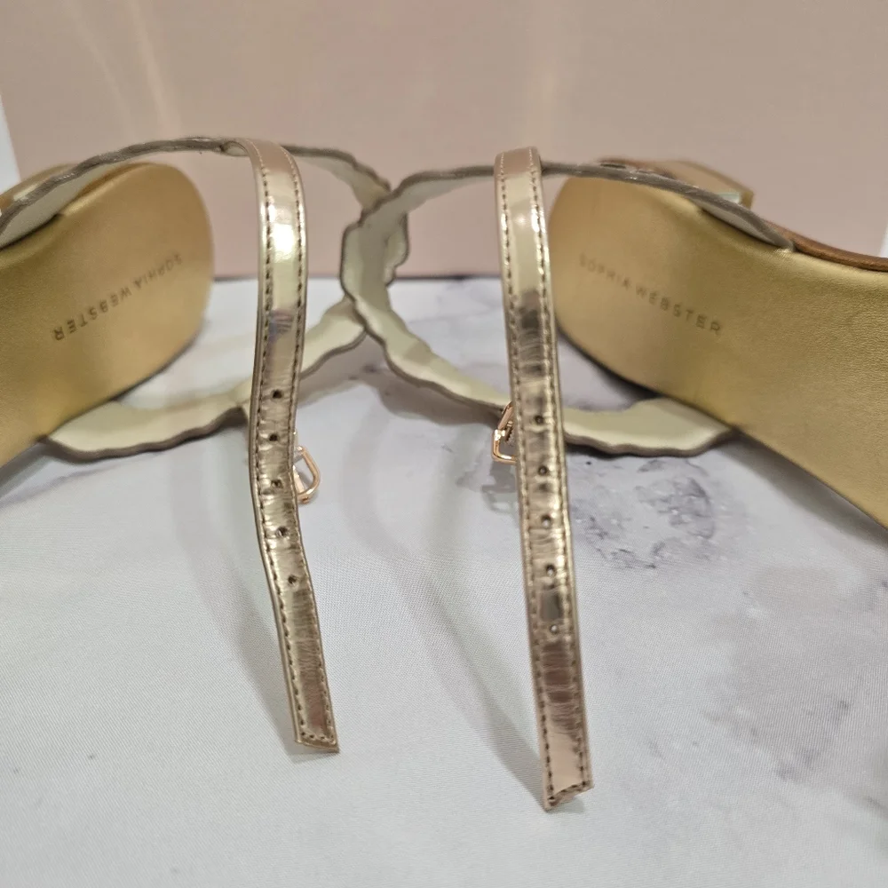 🍉🍍 SOPHIA WEBSTER 🍇🍋 Lilico Fruit Flat Sandal Rose Gold - EU 38.5 - HTF EUC
